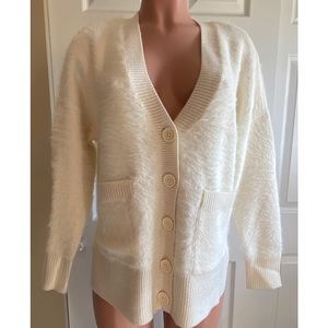 Cozy Sanctuary ivory cream cardigan brand new size small